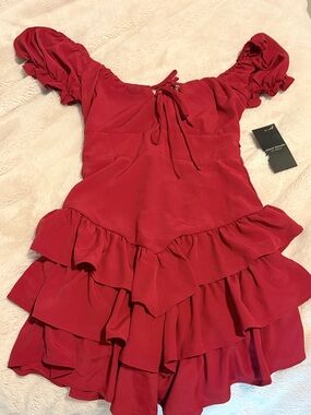 Women’s Red Mini Ruffle Dress